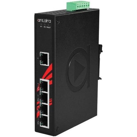 ANTAIRA 5-Port Industrial Gigabit PoE+ Unmanaged Ethernet Switch, w/4-10/100/1000Tx + 1-10/100/1000Tx LNP-0500G-T